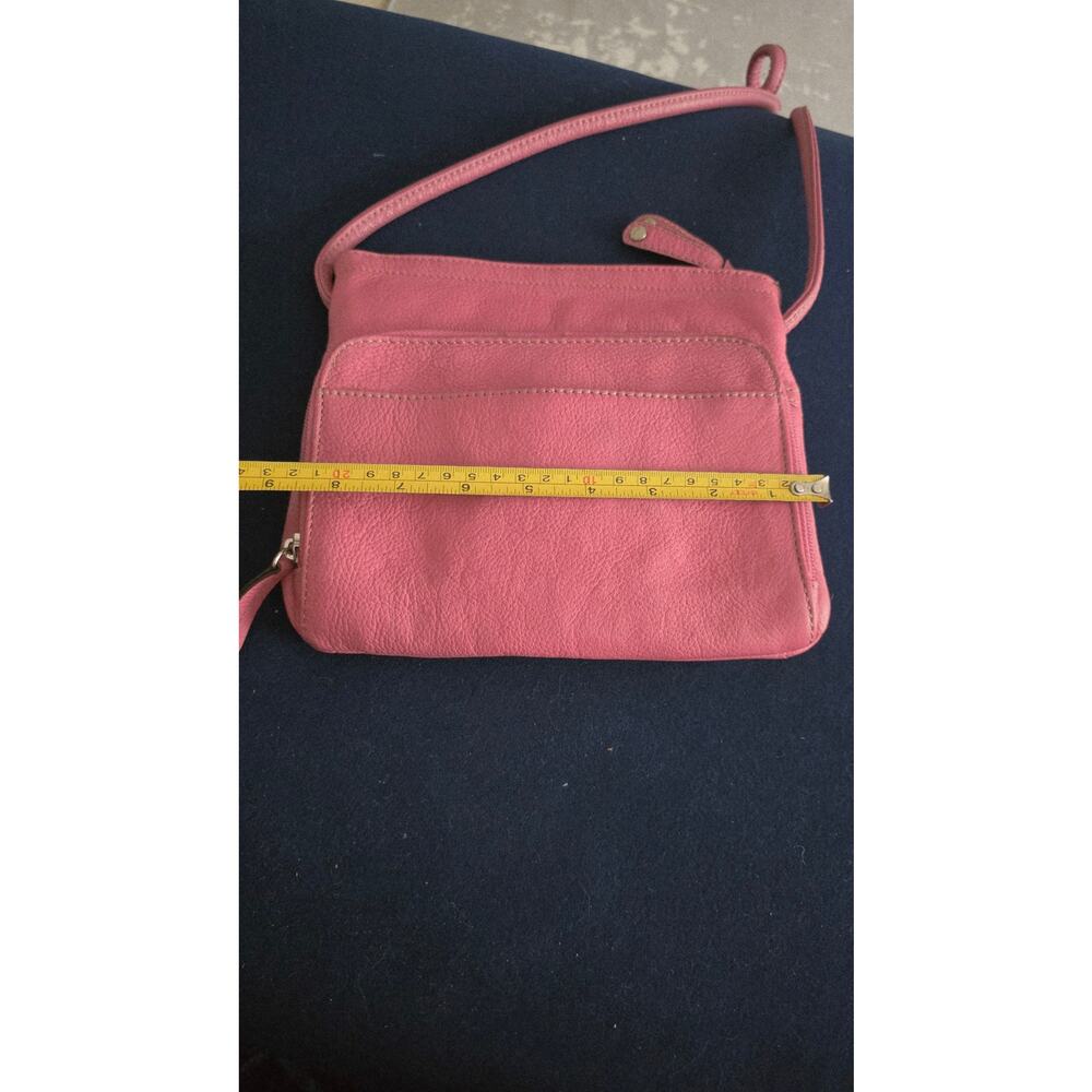 Tignanello Pink Crossbody Wallet Organizer Bag Pebbled Leather Slim Like New - Picture 8 of 9